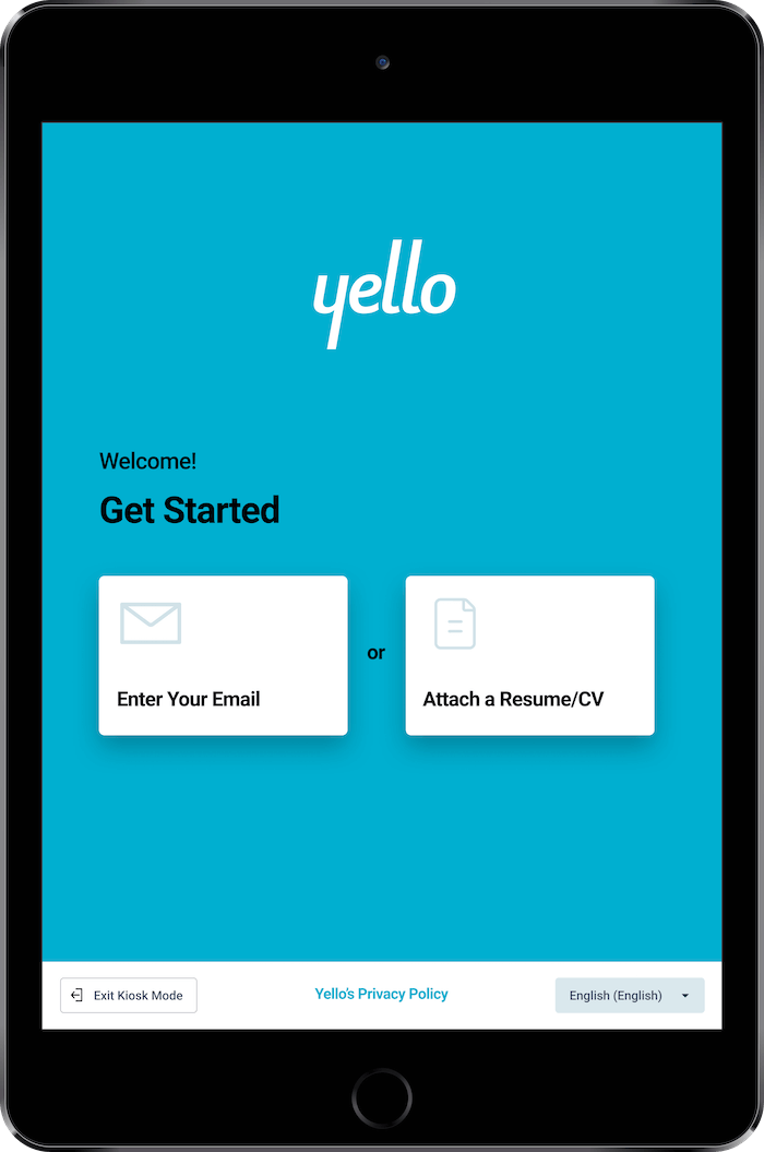Screenshot of mobile check-in Yello process